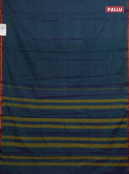 Peacock Blue & Beige Narayanpet Cotton - Kalamkari Blouse