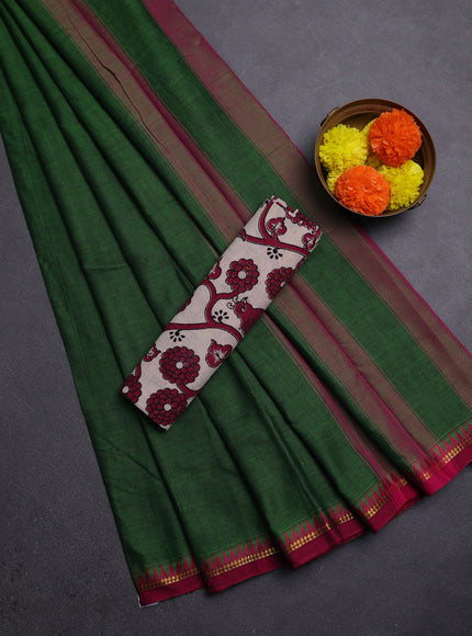Green & Beige Narayanpet Cotton - Kalamkari Blouse