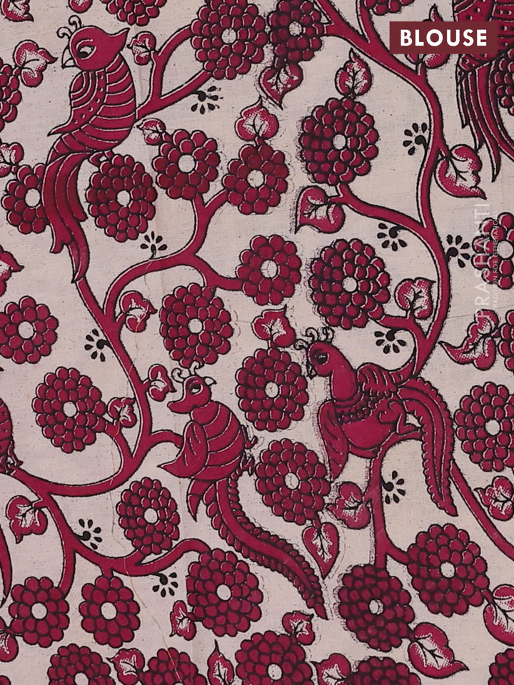 Green & Beige Narayanpet Cotton - Kalamkari Blouse