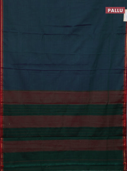 Peacock Blue & Maroon Narayanpet Cotton - Kalamkari Blouse