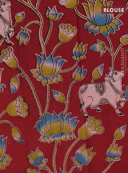 Peacock Blue & Maroon Narayanpet Cotton - Kalamkari Blouse