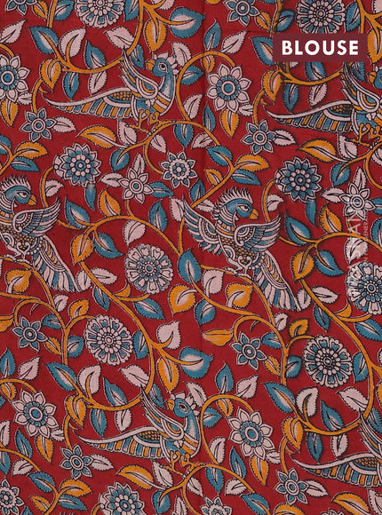 Green & Maroon Narayanpet Cotton - Kalamkari Blouse