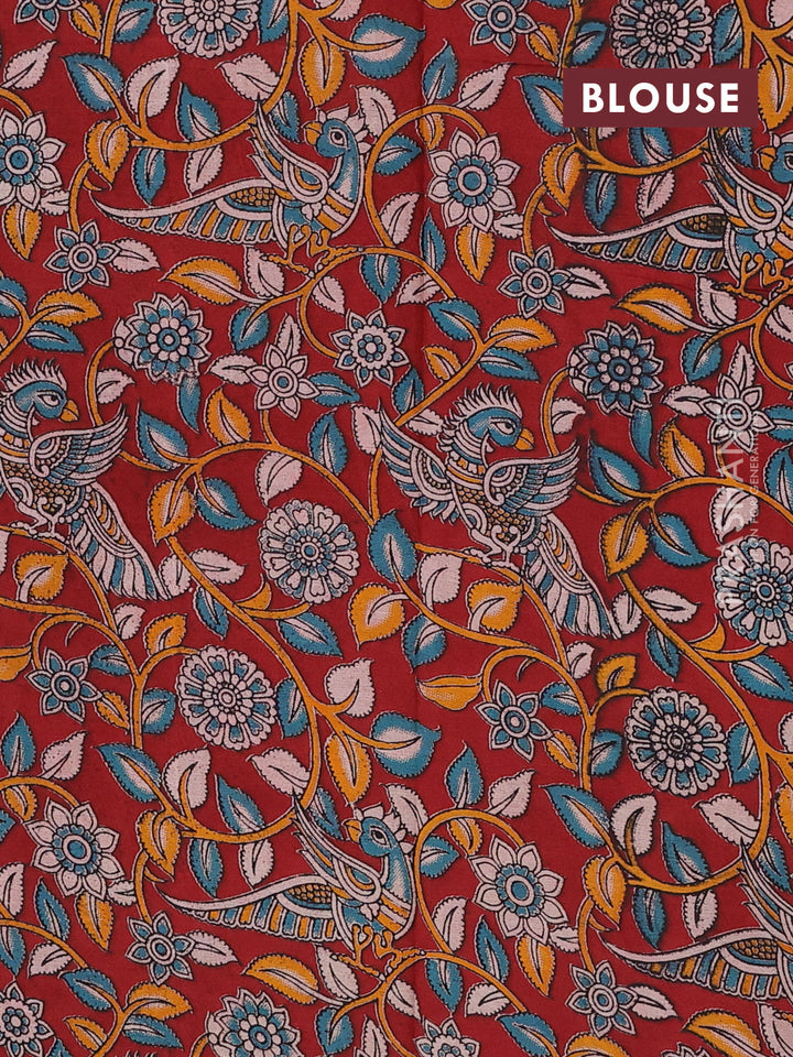 Green & Maroon Narayanpet Cotton - Kalamkari Blouse