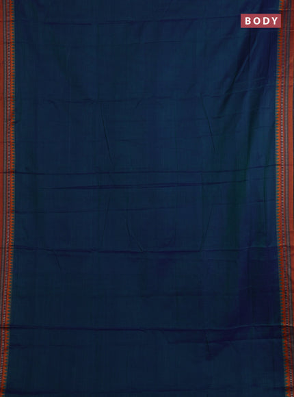 Peacock Blue & Mustard Yellow Narayanpet Cotton - Kalamkari Blouse