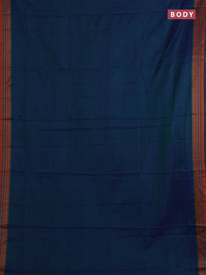 Peacock Blue & Mustard Yellow Narayanpet Cotton - Kalamkari Blouse