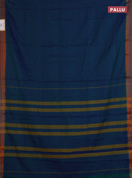 Peacock Blue & Mustard Yellow Narayanpet Cotton - Kalamkari Blouse