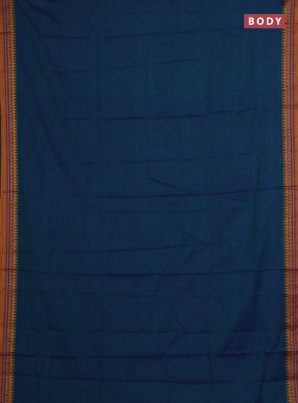 Peacock Blue & Mustard Yellow Narayanpet Cotton - Kalamkari Blouse