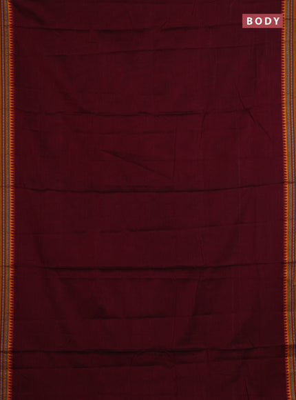 Maroon & Orange Narayanpet Cotton - Kalamkari Blouse