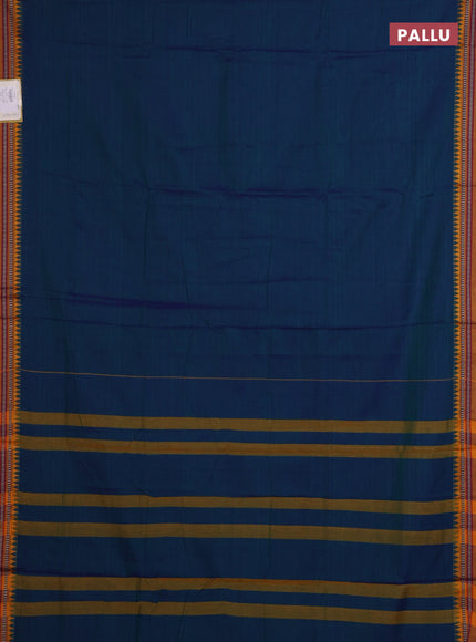 Peacock Blue & Mustard Yellow Narayanpet Cotton - Kalamkari Blouse