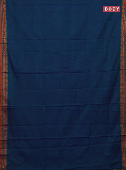 Peacock Blue & Brown Narayanpet Cotton - Kalamkari Blouse