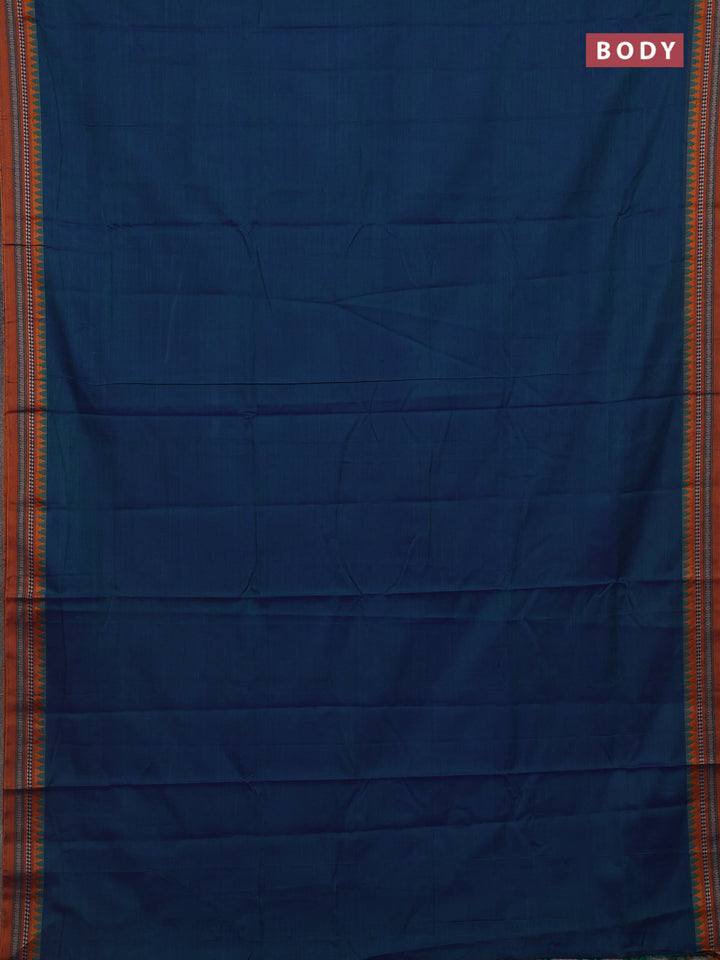 Peacock Blue & Brown Narayanpet Cotton - Kalamkari Blouse