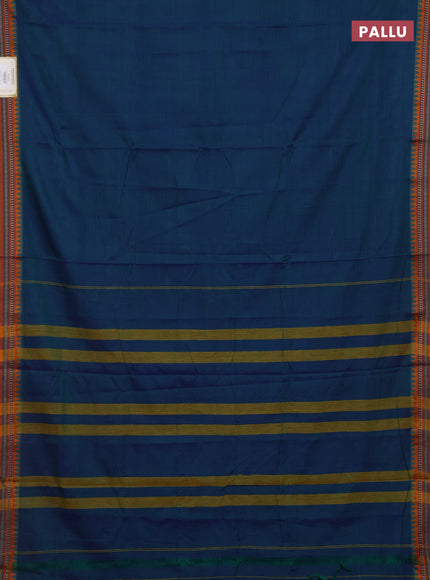 Peacock Blue & Brown Narayanpet Cotton - Kalamkari Blouse