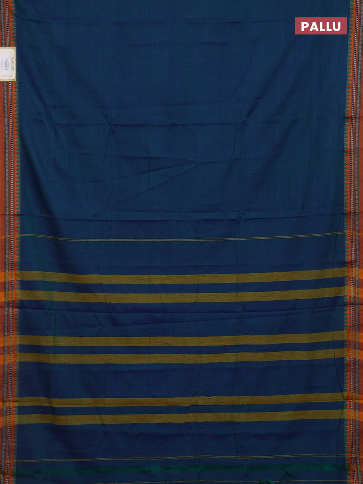 Peacock Blue & Brown Narayanpet Cotton - Kalamkari Blouse