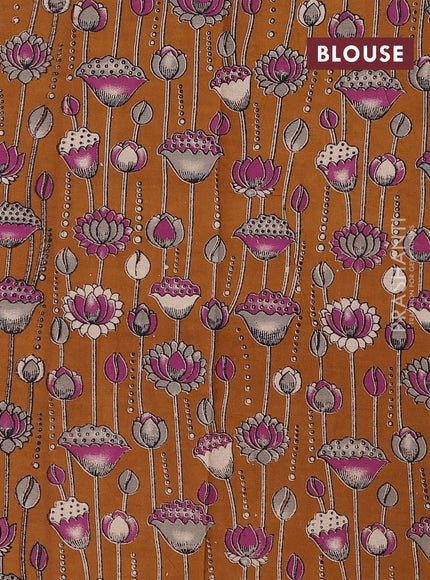 Peacock Blue & Brown Narayanpet Cotton - Kalamkari Blouse