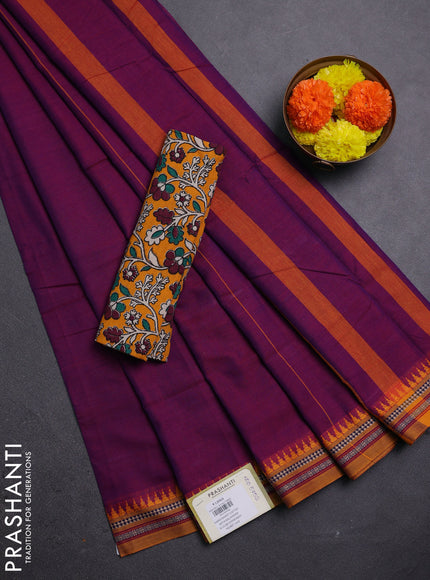 Purple & Mustard Yellow Narayanpet Cotton - Kalamkari Blouse