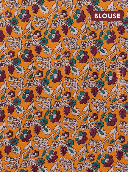 Purple & Mustard Yellow Narayanpet Cotton - Kalamkari Blouse