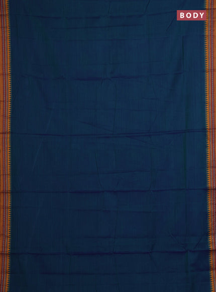 Peacock Blue & Mustard Yellow Narayanpet Cotton - Kalamkari Blouse