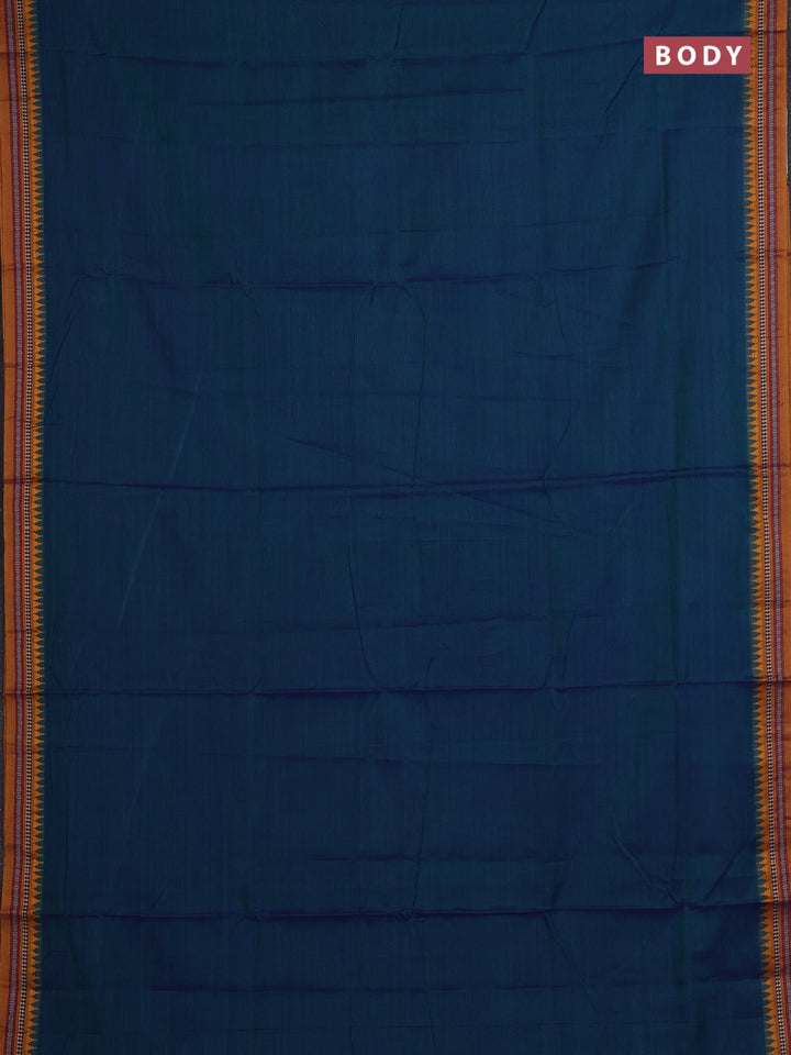 Peacock Blue & Mustard Yellow Narayanpet Cotton - Kalamkari Blouse