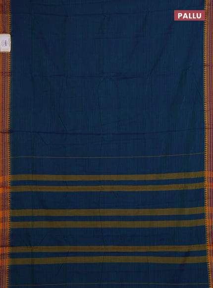 Peacock Blue & Mustard Yellow Narayanpet Cotton - Kalamkari Blouse