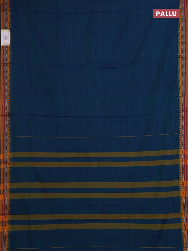 Peacock Blue & Mustard Yellow Narayanpet Cotton - Kalamkari Blouse