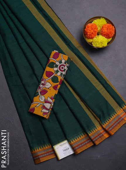 Green & Mustard Yellow Narayanpet Cotton - Kalamkari Blouse