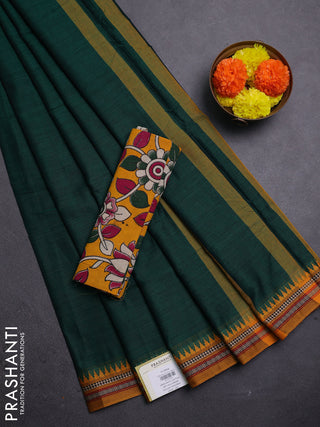 Green & Mustard Yellow Narayanpet Cotton - Kalamkari Blouse