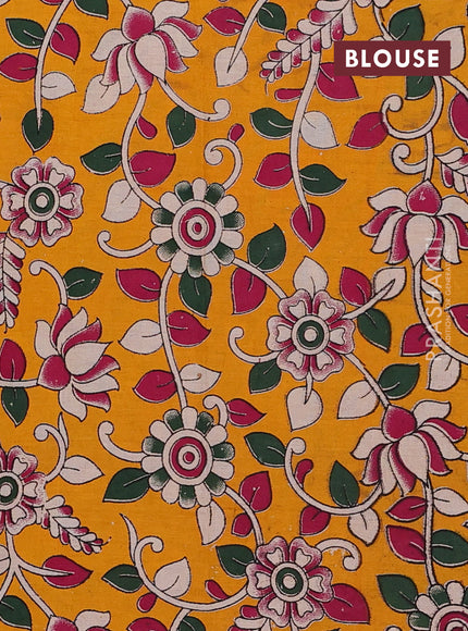 Green & Mustard Yellow Narayanpet Cotton - Kalamkari Blouse