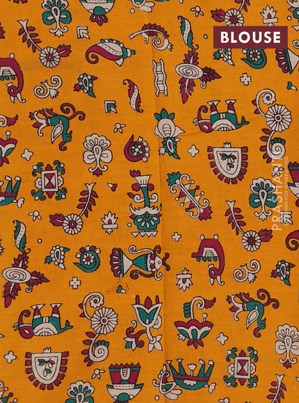 Maroon & Mustard Yellow Narayanpet Cotton - Kalamkari Blouse