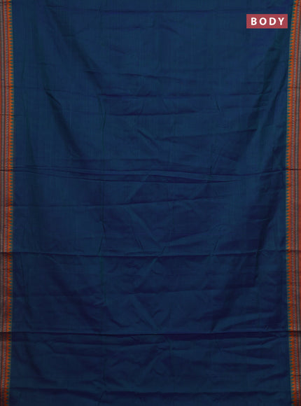 Peacock Blue & Mustard Yellow Narayanpet Cotton - Kalamkari Blouse