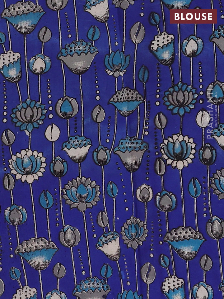 Navy Blue & Blue Narayanpet Cotton - Kalamkari Blouse