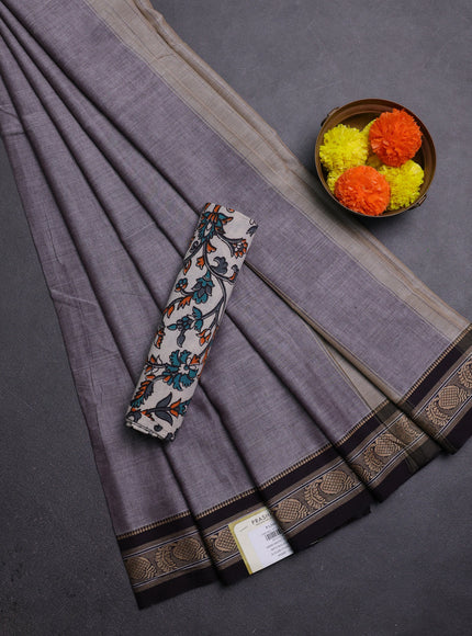 Grey & Beige Narayanpet Cotton - Kalamkari Blouse