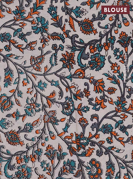 Grey & Beige Narayanpet Cotton - Kalamkari Blouse