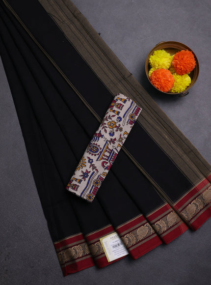 Black & Beige Narayanpet Cotton - Kalamkari Blouse
