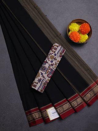 Black & Beige Narayanpet Cotton - Kalamkari Blouse