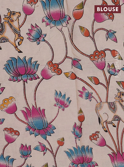 Grey & Beige Narayanpet Cotton - Kalamkari Blouse
