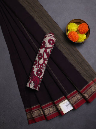 Wine & Beige Narayanpet Cotton - Kalamkari Blouse