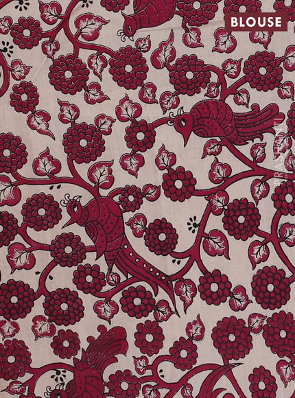 Wine & Beige Narayanpet Cotton - Kalamkari Blouse