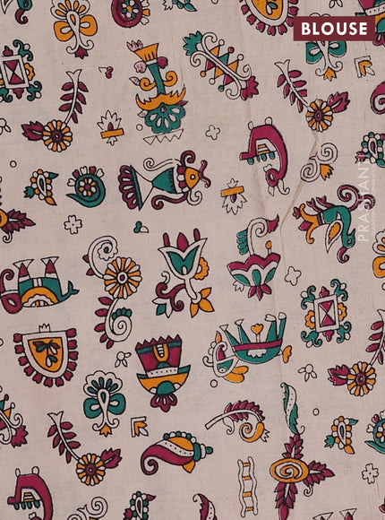 Grey & Beige Narayanpet Cotton - Kalamkari Blouse