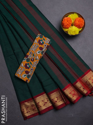 Green & Mustard Yellow Narayanpet Cotton - Kalamkari Blouse