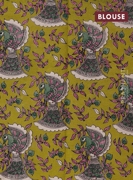 Purple & Mehendi Green Narayanpet Cotton - Kalamkari Blouse