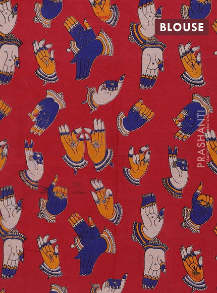 Grey & Red Narayanpet Cotton - Kalamkari Blouse