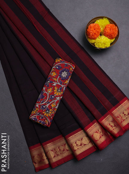 Wine & Red Narayanpet Cotton - Kalamkari Blouse