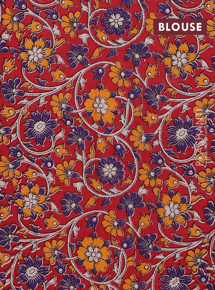 Wine & Red Narayanpet Cotton - Kalamkari Blouse