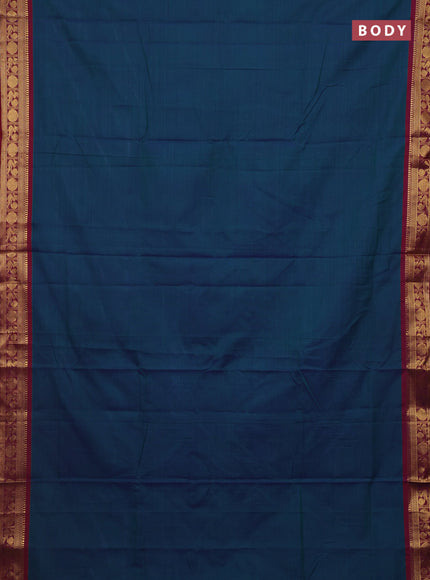 Peacock Blue & Mehendi Green Narayanpet Cotton - Kalamkari Blouse