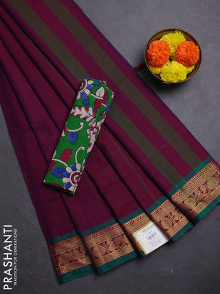 Magenta Pink & Green Narayanpet Cotton - Kalamkari Blouse