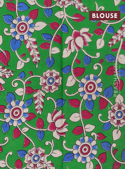 Magenta Pink & Green Narayanpet Cotton - Kalamkari Blouse