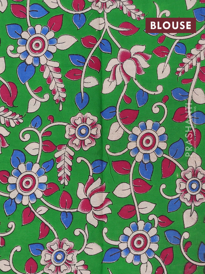 Magenta Pink & Green Narayanpet Cotton - Kalamkari Blouse