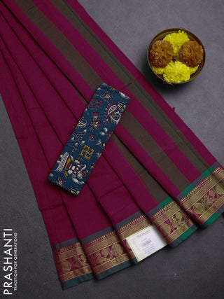 Pink & Peacock Green Narayanpet Cotton - Kalamkari Blouse
