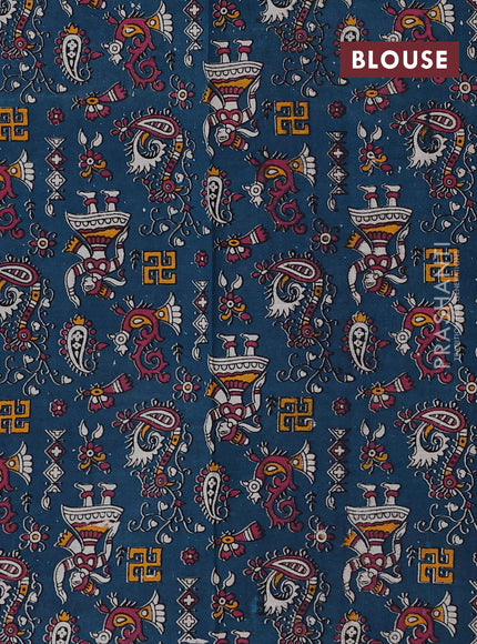 Pink & Peacock Green Narayanpet Cotton - Kalamkari Blouse