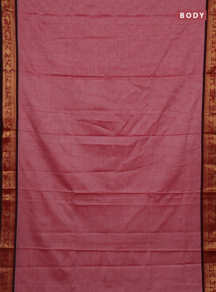Pink & Coffee Brown Narayanpet Cotton - Kalamkari Blouse